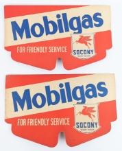 2) Vintage SOCONY Mobilgas DS Cardboard Radiator Cover Advertising Signs