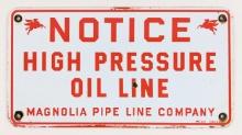 Vintage SSP Mobil Magnolia Pipe Line Co. Notice Oil Line Sign