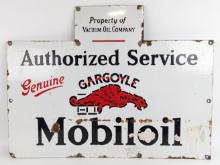Early SSP Gargoyle Mobiloil Authorized Service Oil Rack Advertising Sign