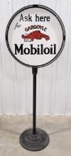 Contemporary SST Gargoyle Mobiloil Lollipop Curb Sign