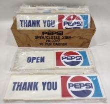 6) Vintage NOS Pepsi Cola Open / Closed Advertising Signs In Original Box