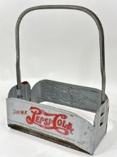 Vintage Pepsi-Cola Embossed Metal Bottle Carrier