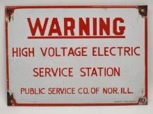 Vintage SSP High Voltage Service Station Sign By Veribrite