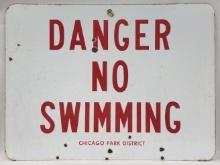 Vintage SSP Chicago Park District No Swimming Sign