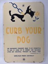 Vintage SSP Chicago Park District Curb Your Dog Sign