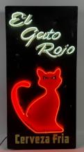 3-1/2ft El Gato Rojo "The Red Cat" Bar Custom Neon Advertising Sign