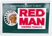Vintage SST Red Man Chewing Tobacco Embossed Sign
