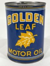 Vintage Golden Leaf 1 Quart Metal Oil Can