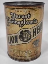 Vintage Gilmore Lion Head Motor Oil 1 Quart Metal Can