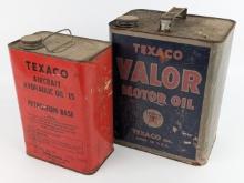 (2) Vintage Texaco Oil Cans / Aircraft & Valor