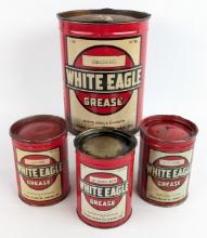 (4) Vintage SOCONY White Eagle Grease Cans