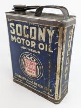 Early SOCONY Standard Oil Light Medium Motor Oil 1 Gallon Slim Can
