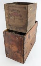 (2) Early Gargoyle Mobil Wooden Oil / Grease Can Shipping Crates