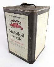 Early Gargoyle Mobiloil Arctic 5 Gallon Oil Can w/ Cap