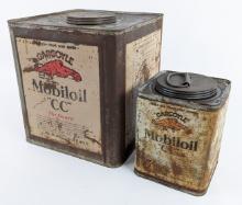 (2) Early Gargoyle Mobiloil ÒCCÓ Oil Cans w/ Lids