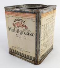 Early 5lb Gargoyle Mobilgrease No.4 Grease Can w/ Lid