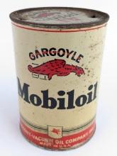 Early Gargoyle Mobiloil Ò AFÓ Quart Oil Can w/ Lid