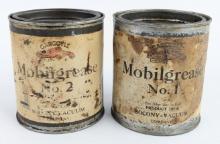 (2) Early Gargoyle Mobilgrease 1 Pound Grease Cans