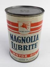 Full Vintage SOCONY-Vacuum Mobil Magnolia Lubrite Quart Metal Motor Oil Can