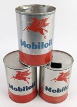 Vintage Mobiloil Aero White Band Aluminum Quart Oil Can & More