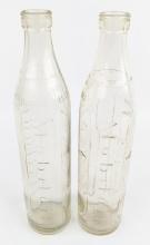 2) Early Vacuum Gargoyle Mobiloil Imperial Quart Glass Oil Bottles
