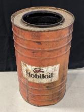 Large Early Gargoyle Mobiloil Barrel Oil Can