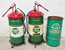 Vintage Quaker State & Cities Service Oil Barrels