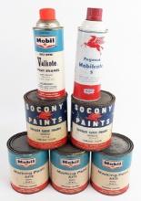 (7) Vintage SOCONY Mobil Paint Cans