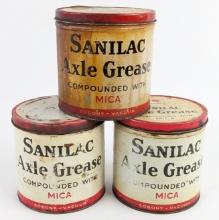 (3) Early SOCONY-VACUUM Mobil Sanilac Axle Grease 3lb Metal Cans