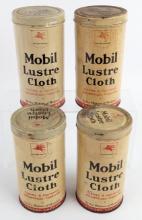 (4) Vintage SOCONY-VACUUM Mobil Lustre Cloth Metal Cans