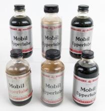 (6) Early SOCONY-VACUUM Mobil Upperlube 4oz. Glass Bottles