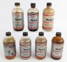 (7) Vintage Mobil Service Station Glass 8oz Bottles