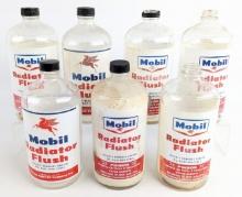 (7) Vintage Mobil Radiator Flush Quart Glass Bottles