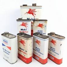 (7) Vintage Mobil Service Station Metal Cans