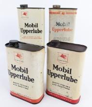 (4) Early SOCONY-VACUUM Mobil Upperlube Oil Cans