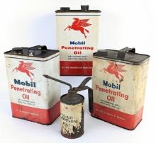 Lot Of Vintage Mobil Penetrating Oil Cans