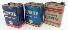 (3) Vintage Mobil Lubrite 2 Gallon Oil Cans