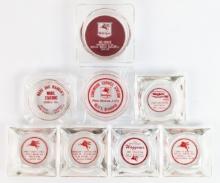 (8) Vintage Mobil Service Station Promotional Glass Ashtrays
