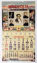 1936 Mobil Magnolia Trail Advertising Calendar