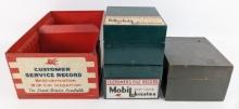 (4) Vintage Mobil Lubrication Customer File Record Boxes
