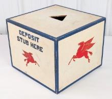 Vintage  Mobil Service Station Custom Wood Stub Deposit Box
