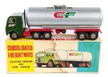 Japan Tin Friction Consolidated Freightways Tanker Truck w/ Box