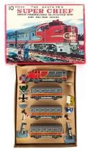 Japan Tin Friction Santa Fe's Super Chief Train Set in Box
