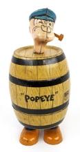 J Chein Tin Windup Popeye In Barrel Walker