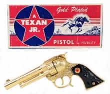 Hubley Texan Jr. Gold Plated Cap Pistol Gun w/ Box