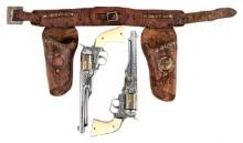 (2) Hubley Colt .45 Cap Guns w/ Leather Holster