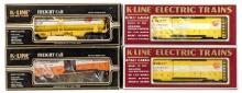 (3) K-Line Timken Classic Boxcars and (1) Timken Tank Car