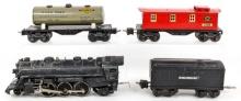 Lionel 1666 2-6-2 Engine w/ Tender & (2) Tin Cars