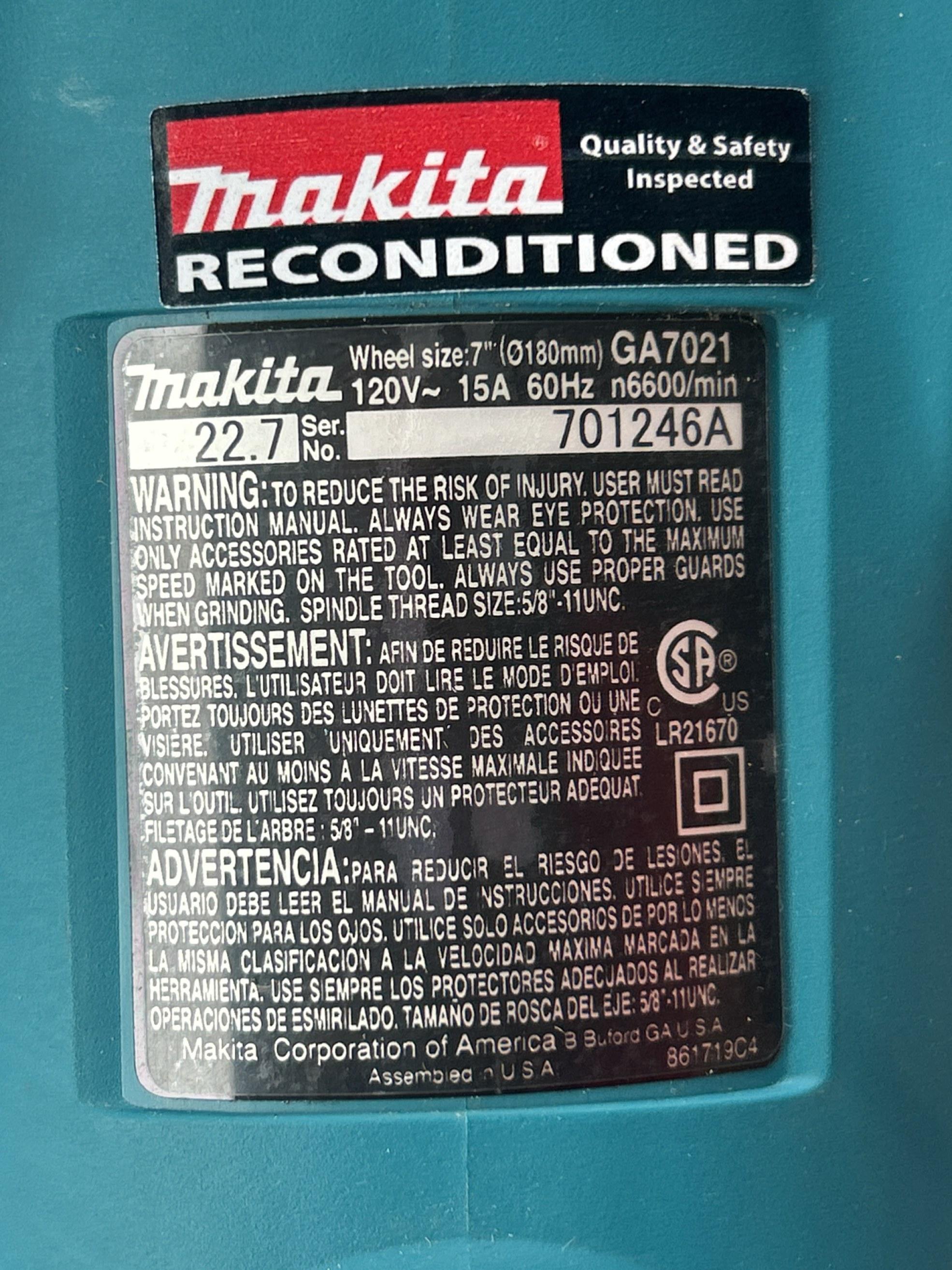 Makita 7" Corded Angle Grinder