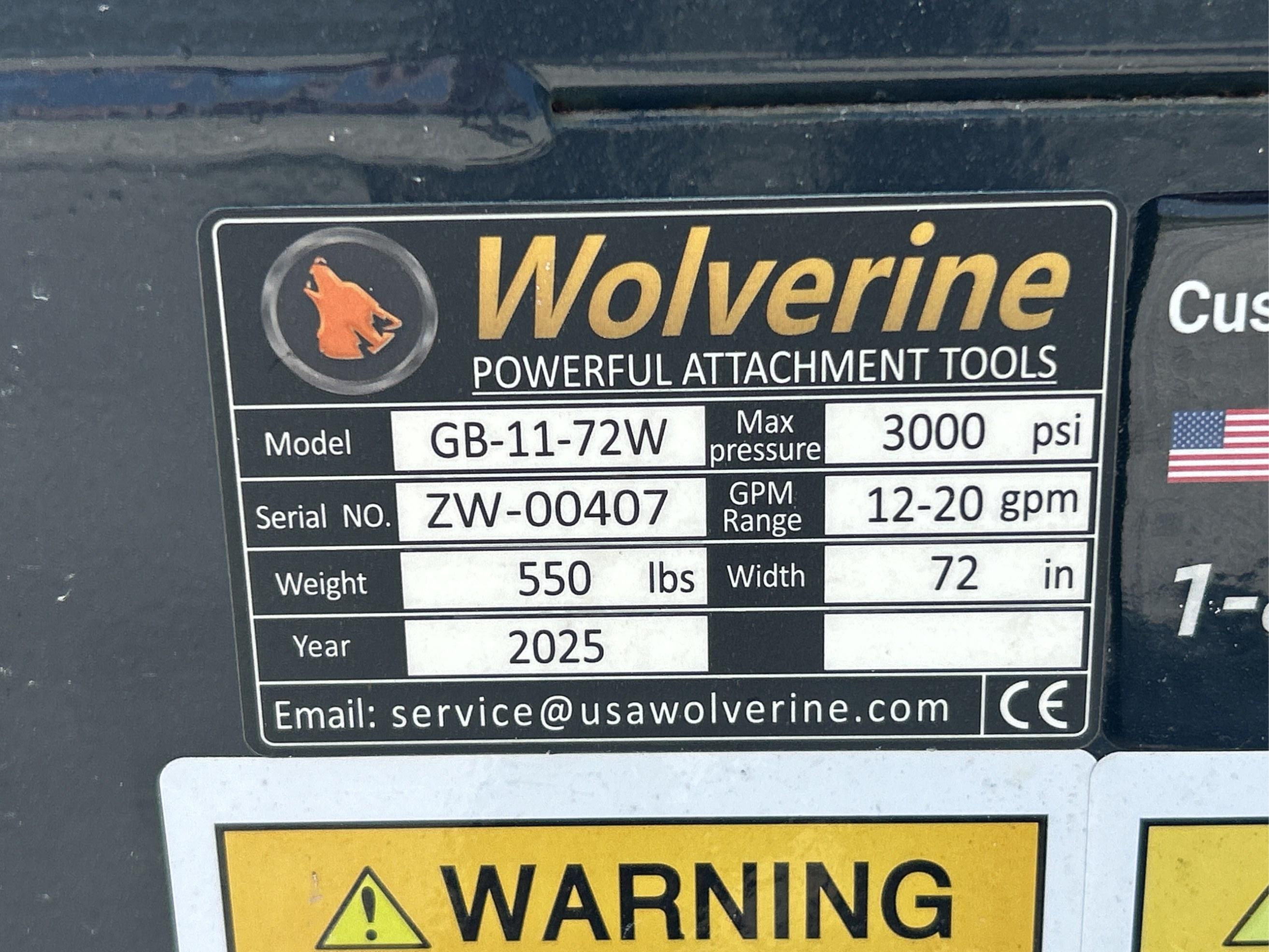 2025 Wolverine 72" Hydraulic Grapple Bucket